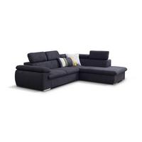 ECKSOFA SACRO Braun Plüsch-Stoff mit Schlaffunktion - Braun, Holz (271/221cm) - MASSENO