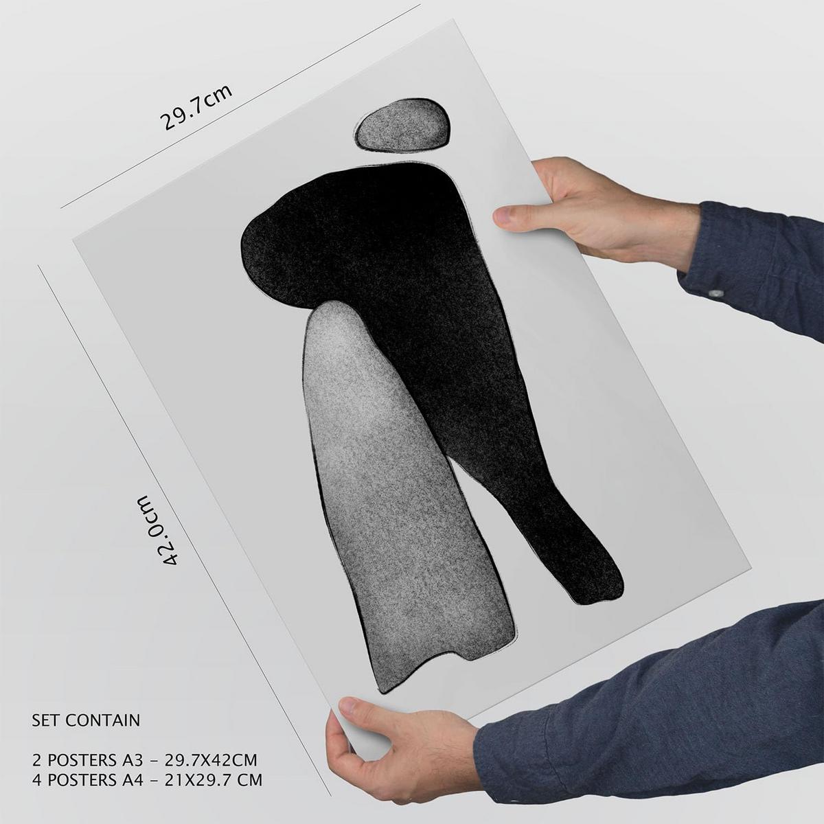POSTER Set Mit 6 Datenlose Köpfe In Liebhaber Abstrakt Ästhetische Dekorative Gemälde Für Ihr Wohnzimmer, Schlafzimmer, Zuhause A3 & A4 Rahmenlos - Klar, Papier (29/3cm) - Nacnic