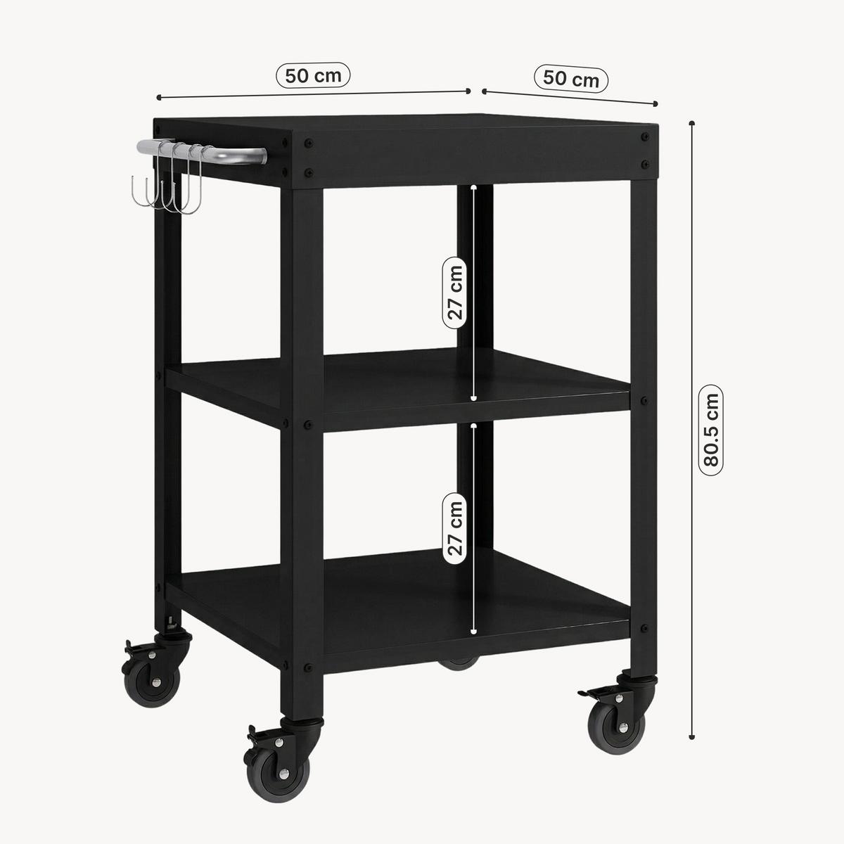 GARTEN-SERVIERWAGEN Bolognano - Schwarz, Metall (50/80.5/50cm) - casa.pro