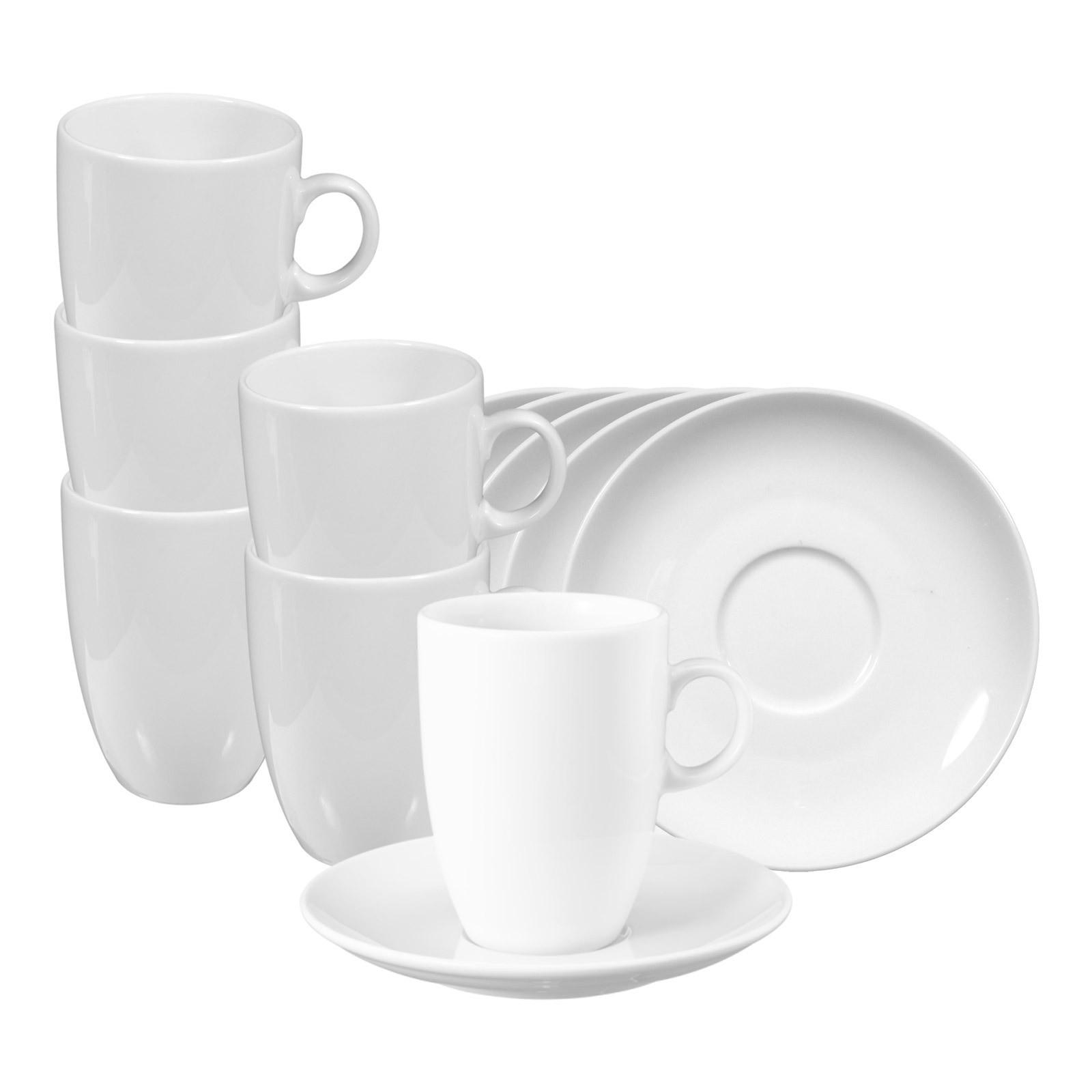 MILCHKAFFEETASSEN MIT UNTERTASSEN VIP. weiß 360 ml 6er Set - Weiß, Keramik (0.36L) - Seltmann Weiden