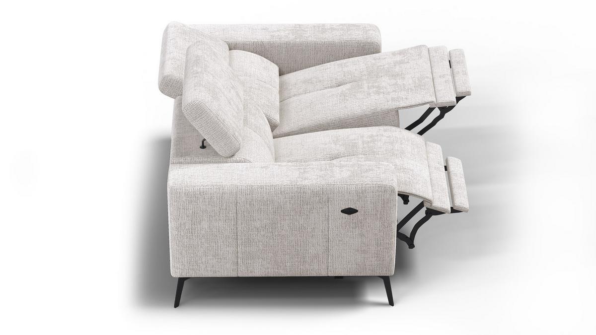 RELAXSOFA MORELLO 2-Sitzer, creme, 2 x Relax Zero Gravity - Creme, Holz/Textil (164/82/103cm) - Wozimo
