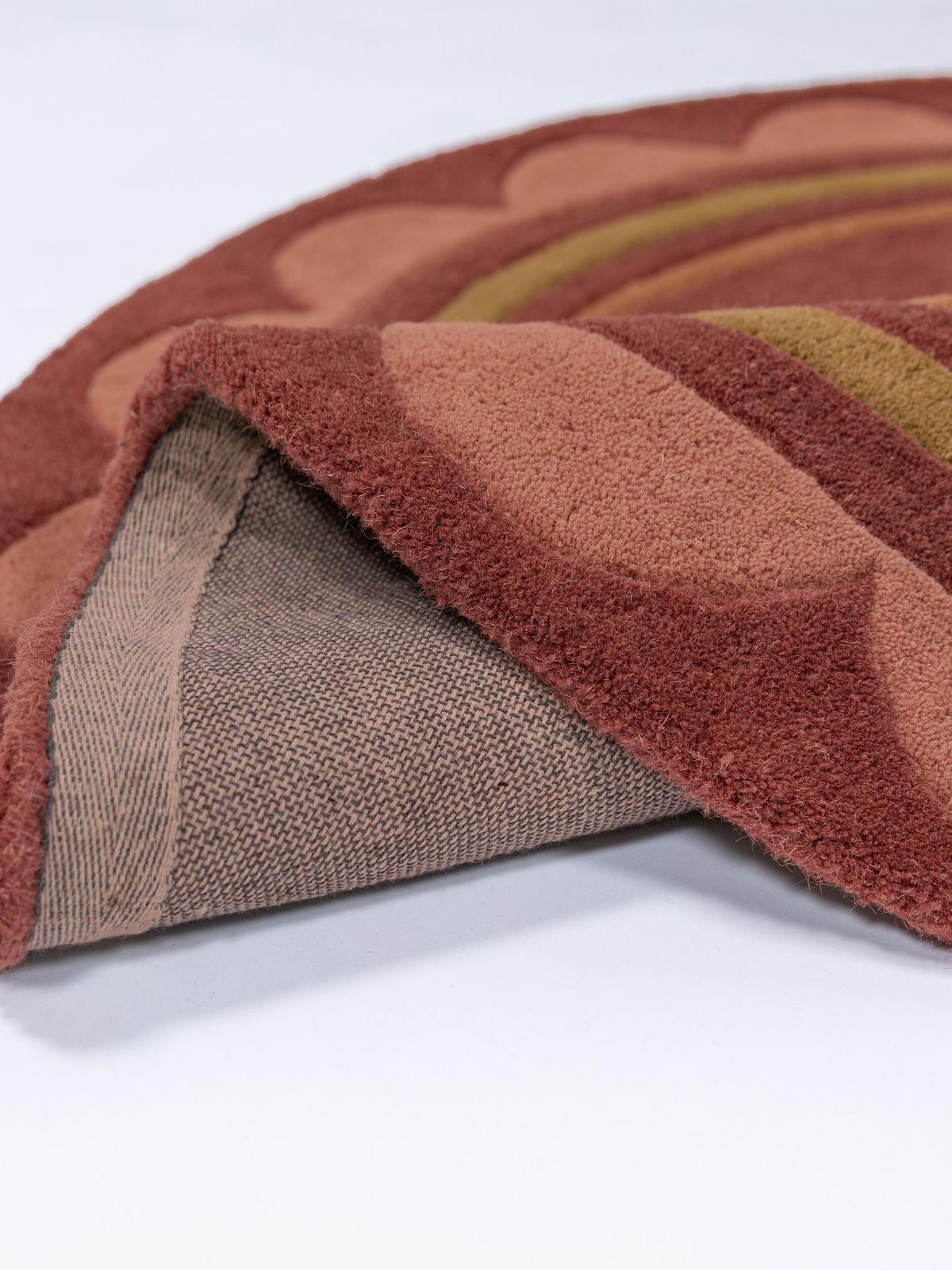 TEPPICH aus Wolle, handgetuftet, WENSUM, in Beerenrot, Scallop-Bordüre, Ø 120 cm - Rot, Textil (120/120cm) - KADIMA DESIGN