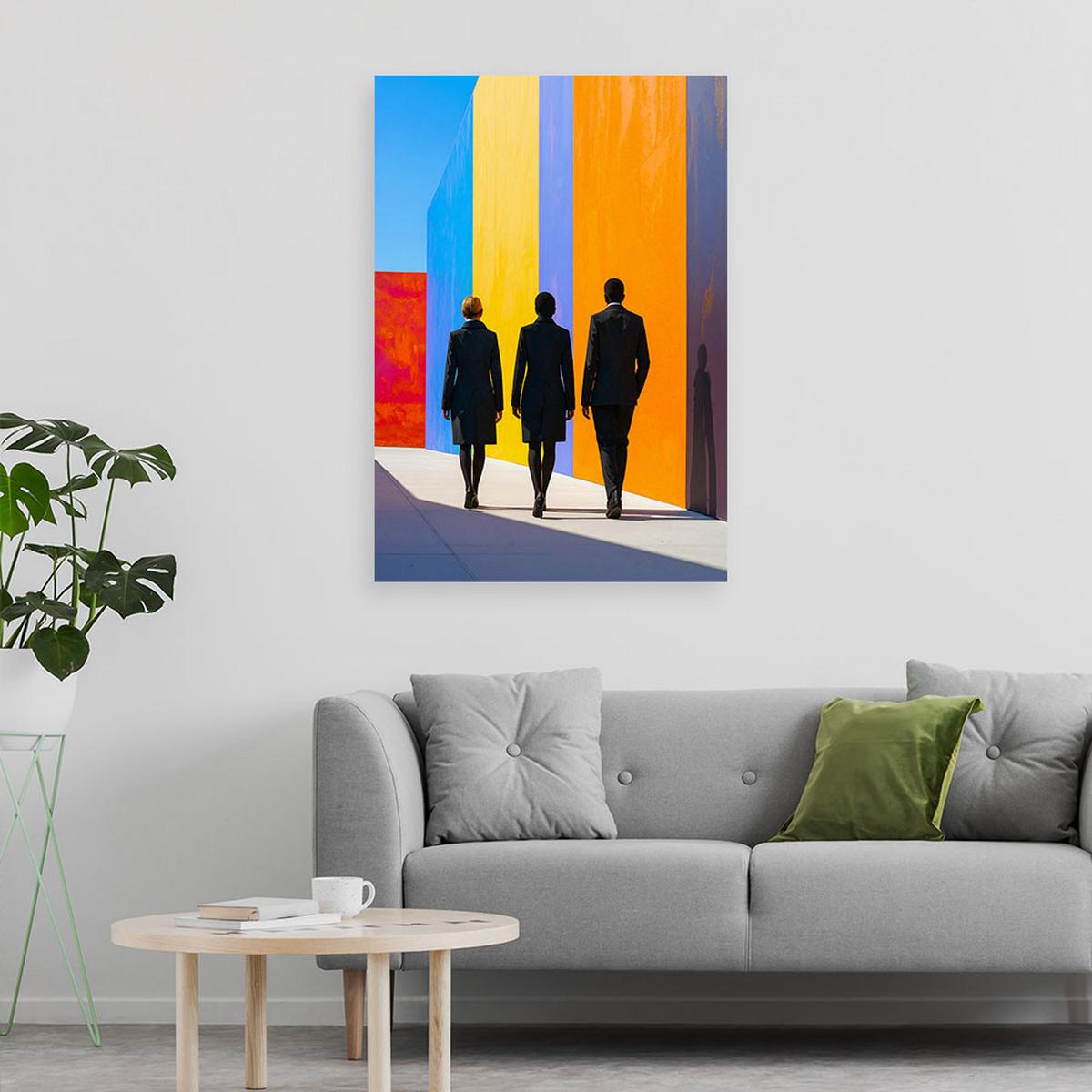 LEINWANDBILD Figuren Menschen Abstrakt 70x100cm - Multicolor, Textil (70/100cm) - Feeby