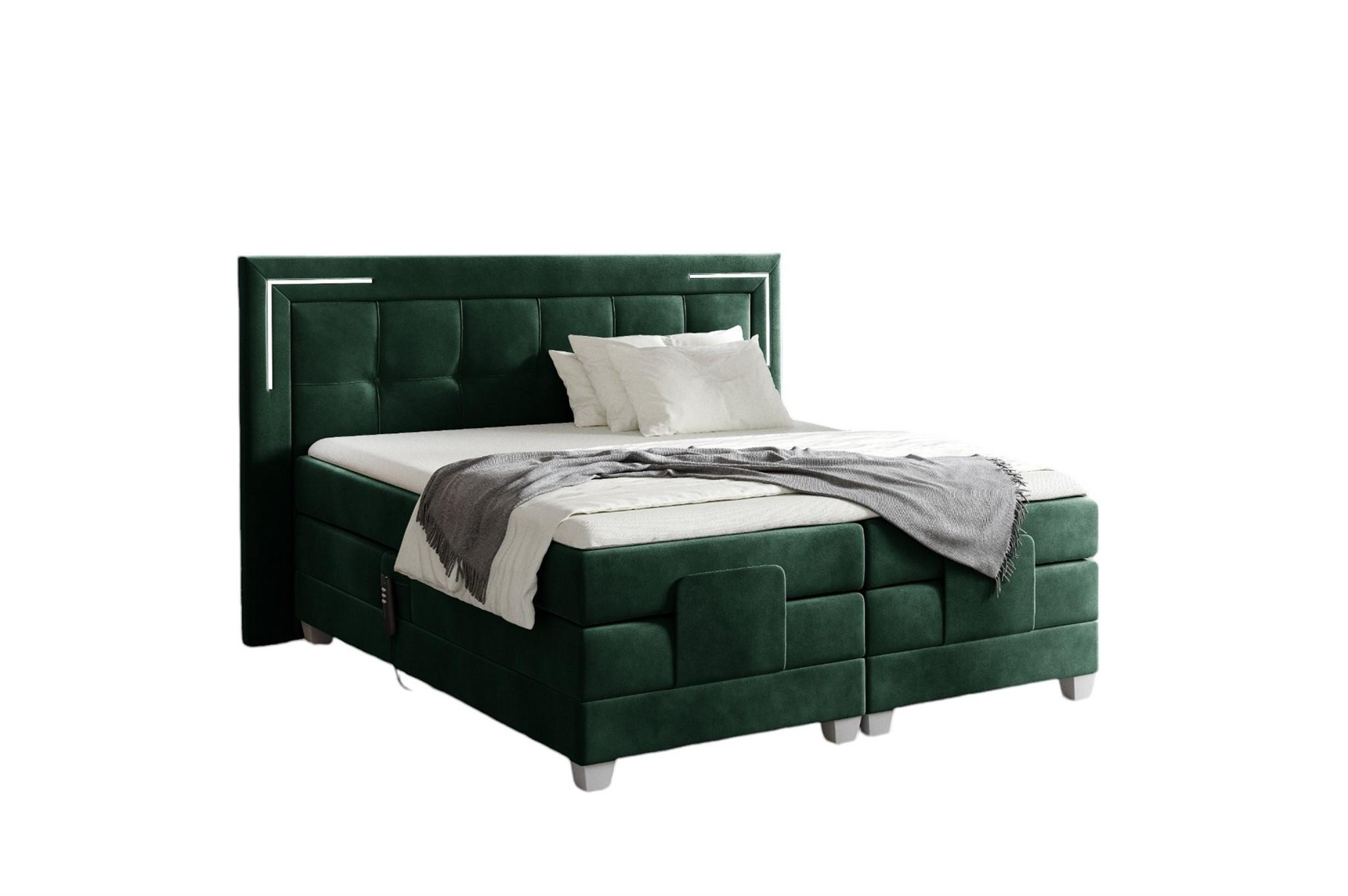 BOXSPRINGBETT Bett Elektrisch Dores - Grün, Holzwerkstoff/Textil (160/200cm) - Fun Möbel