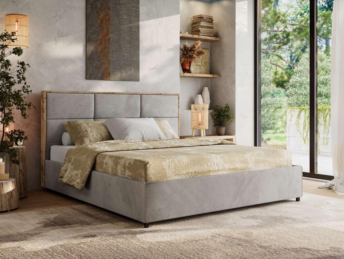 POLSTERBETT LERIO CLASSIC 140/200 - Hellgrau Velvet - Multipocket-Matratze - Hellgrau, Textil (140/200cm) - MKS
