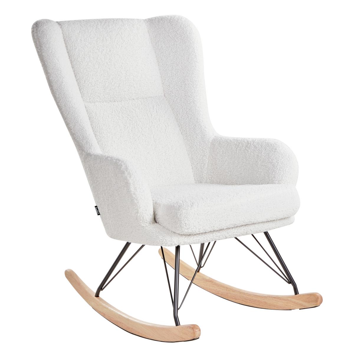 SCHAUKELSESSEL Bouclé Cremeweiß Luoma - Creme/Schwarz, Textil (69/106/97cm) - Beliani