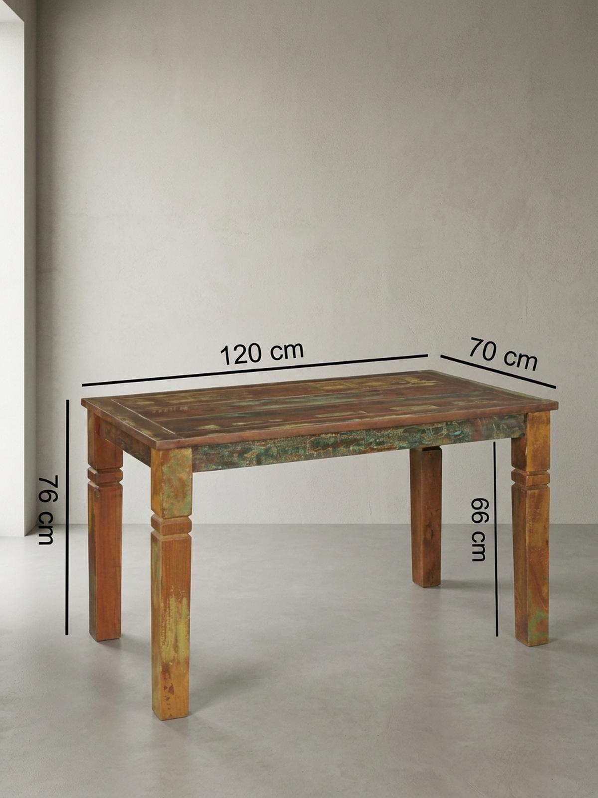 ESSTISCH Mango Massivholz Klarlack Shabby Design, Braun 120x70x76 cm - Braun, Holz (70/120/76cm) - KADIMA DESIGN