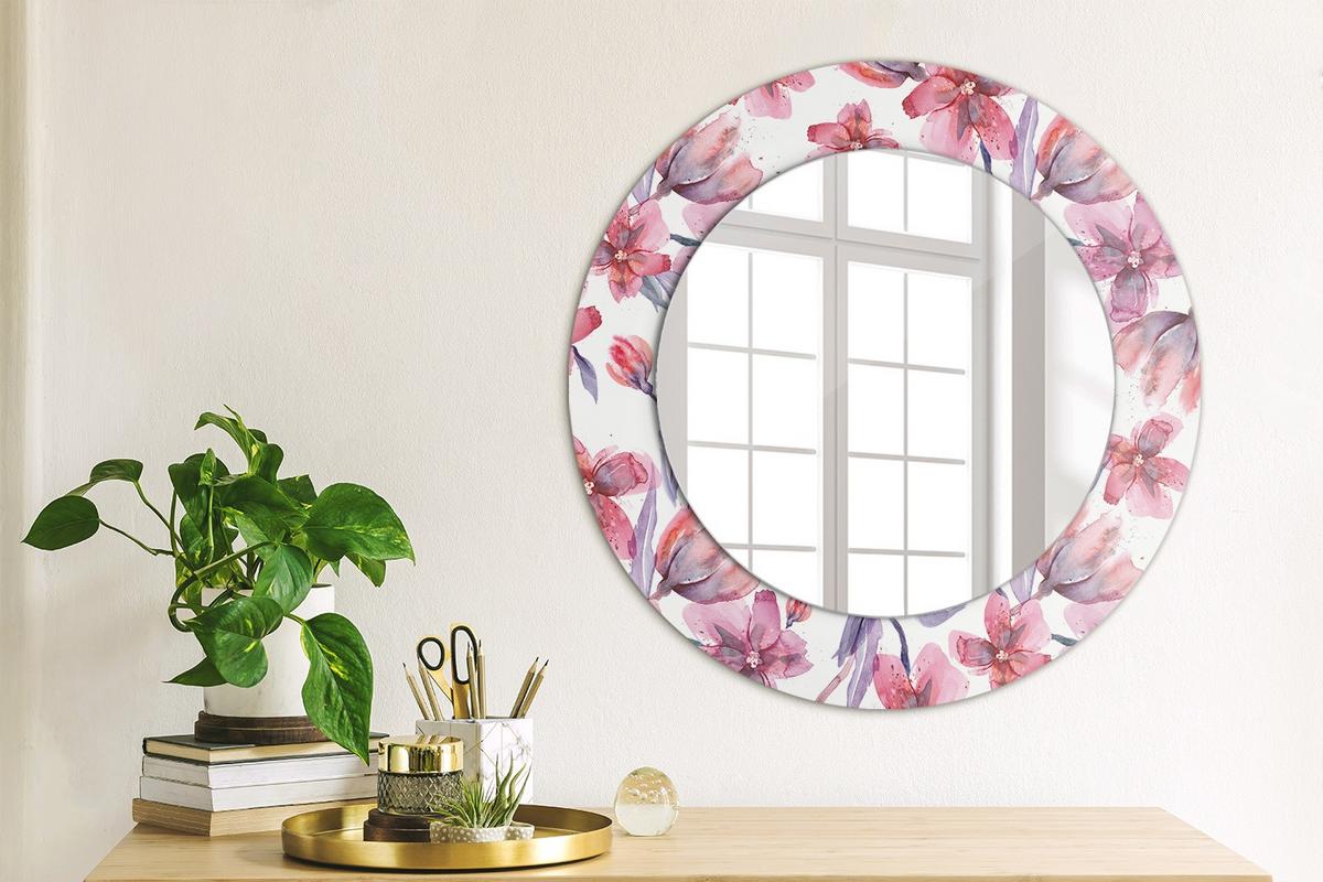 SPIEGEL Rund Ø 50 cm mit Aufdruck - Pink, Glas (50/50/0.4cm) - Wallfluent