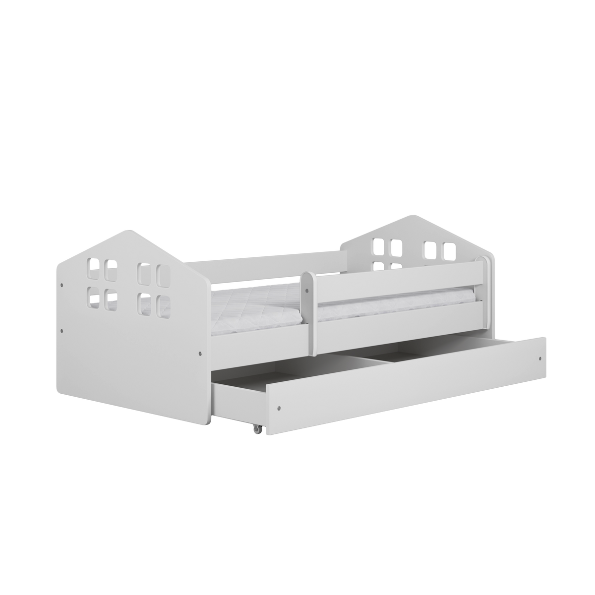 KINDERBETT Kacper mit Schublade und Matratze Weiß 90/65/184 - Weiß, Holzwerkstoff (80/180cm) - RAUMHIRSCH FURNITURE