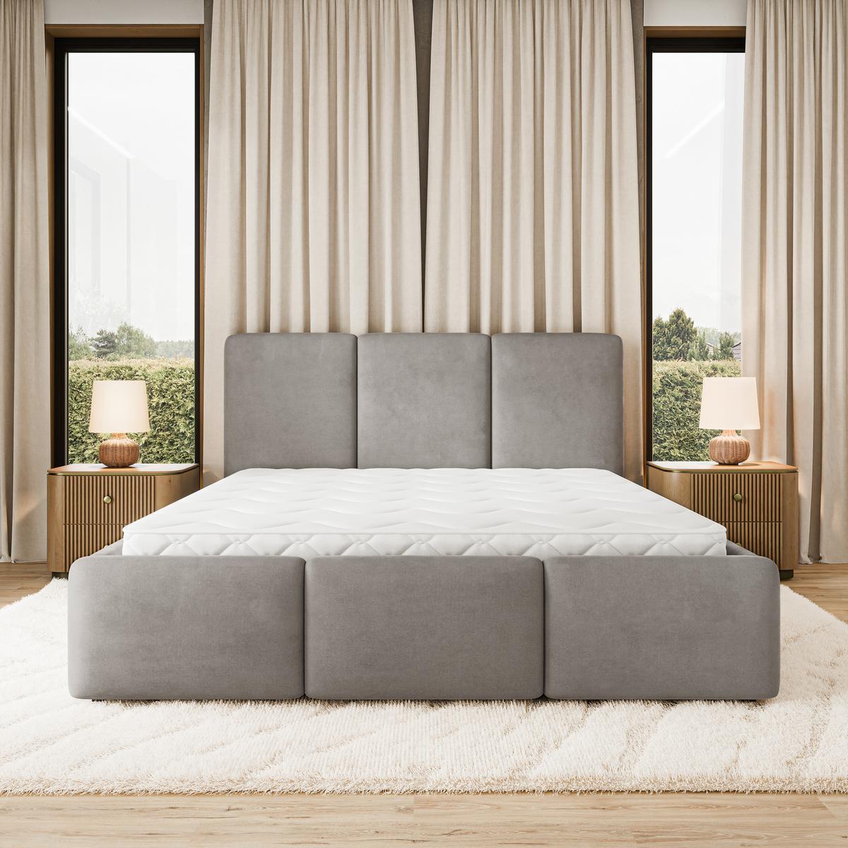 POLSTERBETT MORENA MGV 140x200 cm mit Bettkästen - Grau - Grau, Holz (140/200cm) - MASSENO