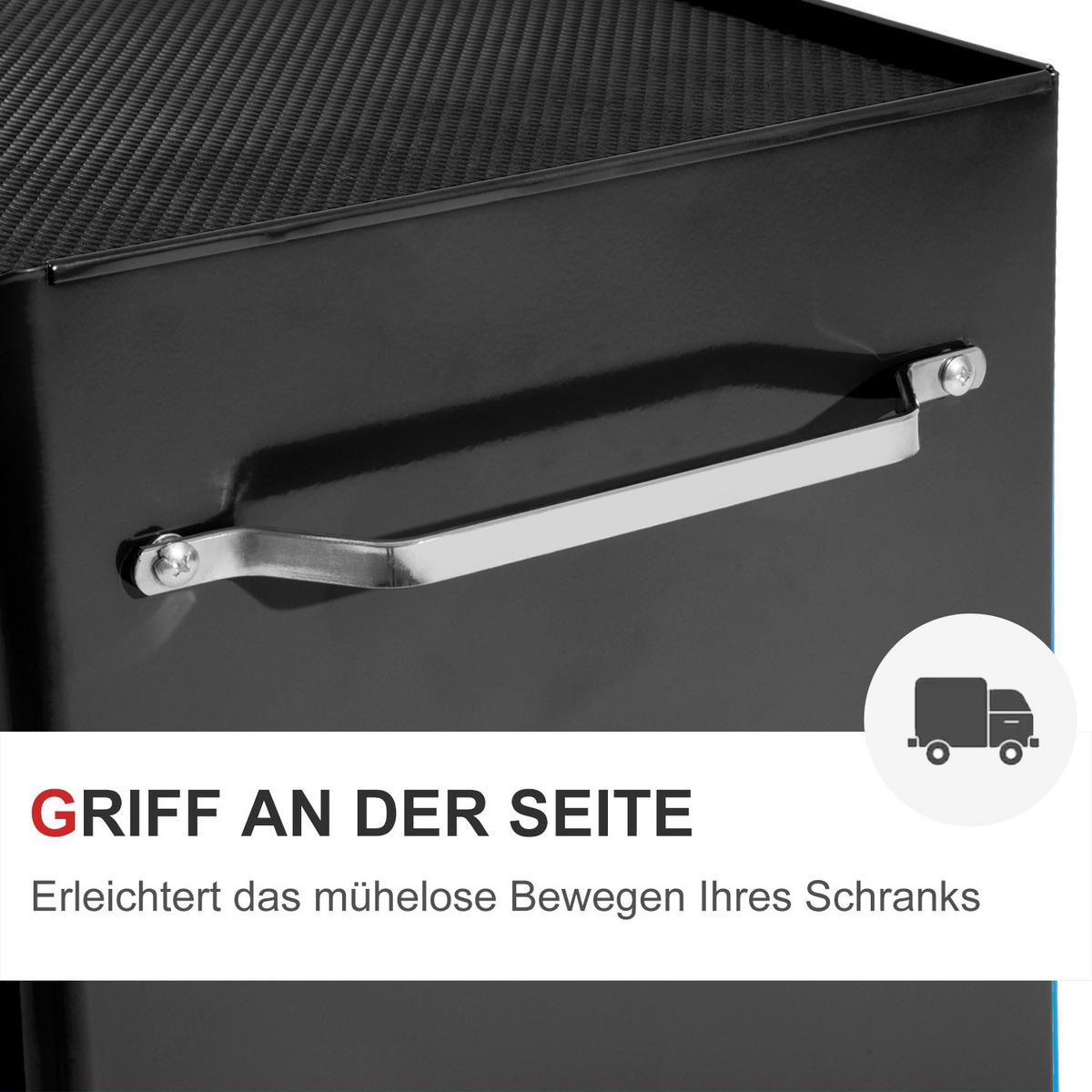 WERKSTATTWAGEN Werkzeugwagen leer abschließbar mit 5 Schubladen, 2 Schlüssel - Schwarz, Metall (33/82.5/61.5cm) - HOMCOM