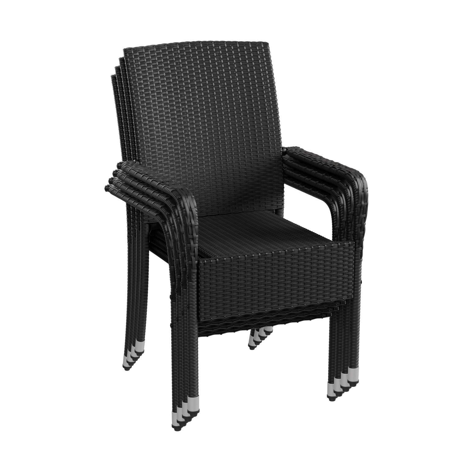 GARTENSTÜHLE Yoro 4er-Set - Schwarz, Kunststoff (50/90/50cm) - Juskys