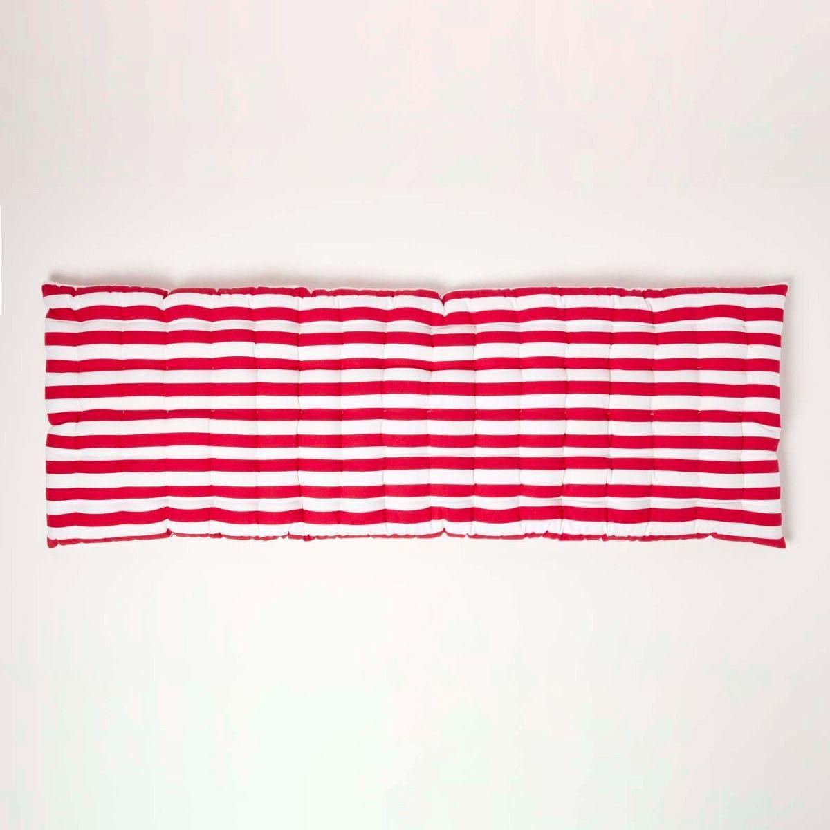 BANKAUFLAGE 3-Sitzer rot-weiß gestreift 143/48/5 cm - Rot, Textil (143/48/5cm) - Homescapes