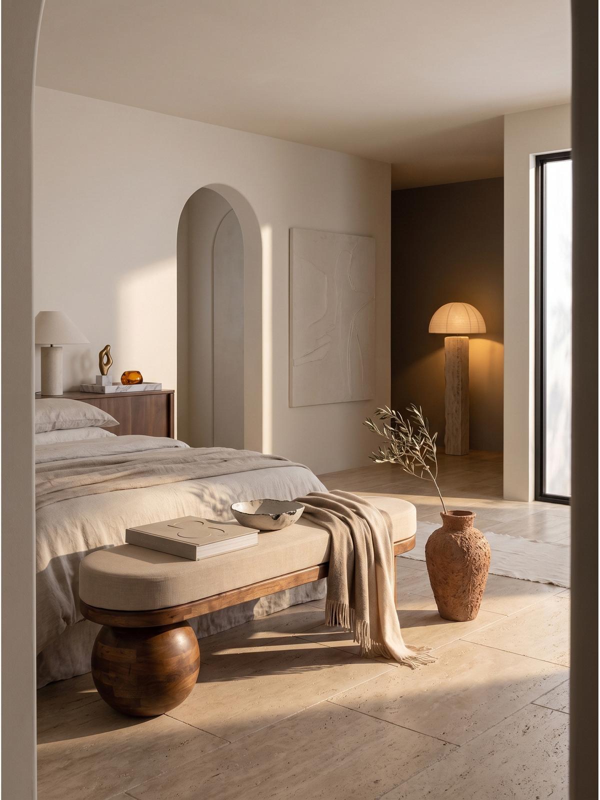 SITZBANK MAKARSKA, Stoff, Beige-Braun, 140 x 41,5 x 47,5 cm - Beige/Braun, Mangoholz/Holz (140/47.5/41.5cm) - KADIMA DESIGN