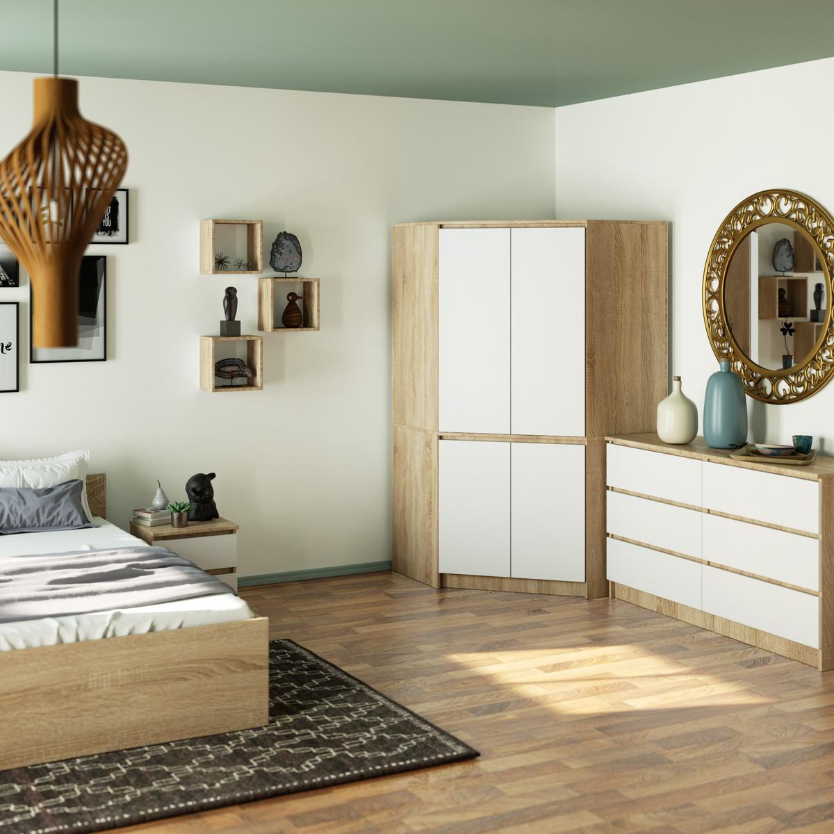 KLEIDERSCHRANK Eiche Sonoma, Weiß 180/100/50 - Weiß, Holzwerkstoff (100/180/50cm) - RAUMHIRSCH FURNITURE