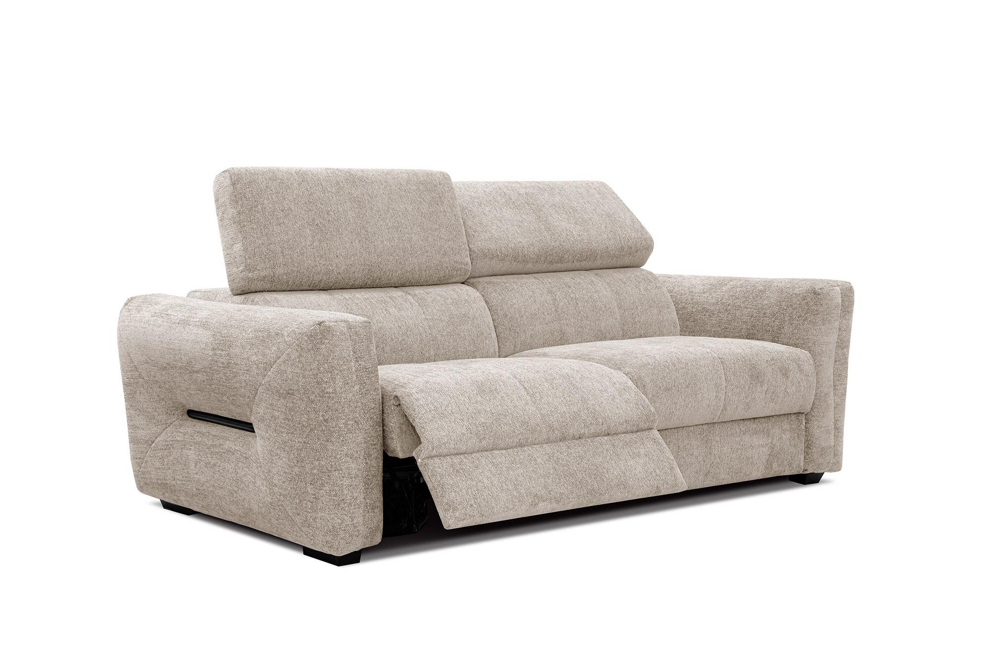 SOFA CALVERA 3-Sitzer mit 1 Relaxfunktion, ecru - Ecru, Holzwerkstoff/Textil (204/79/106cm) - Wozimo
