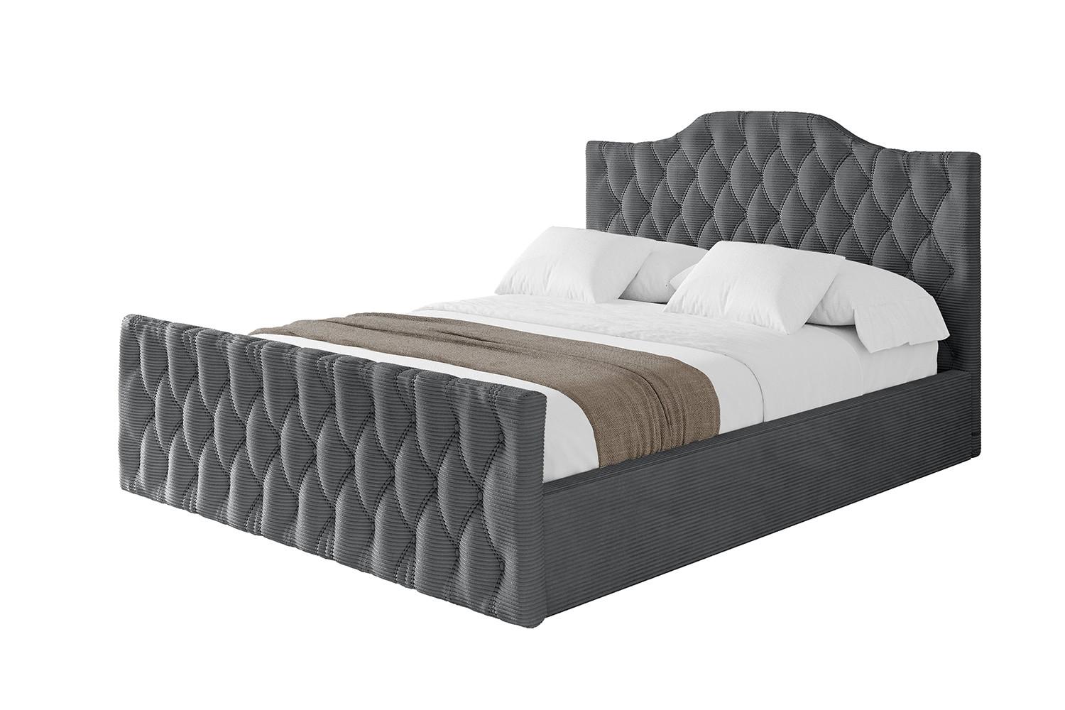 POLSTERBETT mit Bettkasten, Fußteil und Lattenrost, Boxbett mit Matratze H3/H4 - FALIO-Z 120x200 Dunkelgrau - Anthrazit, Holzwerkstoff/Textil (120/200cm) - ALTDECOR