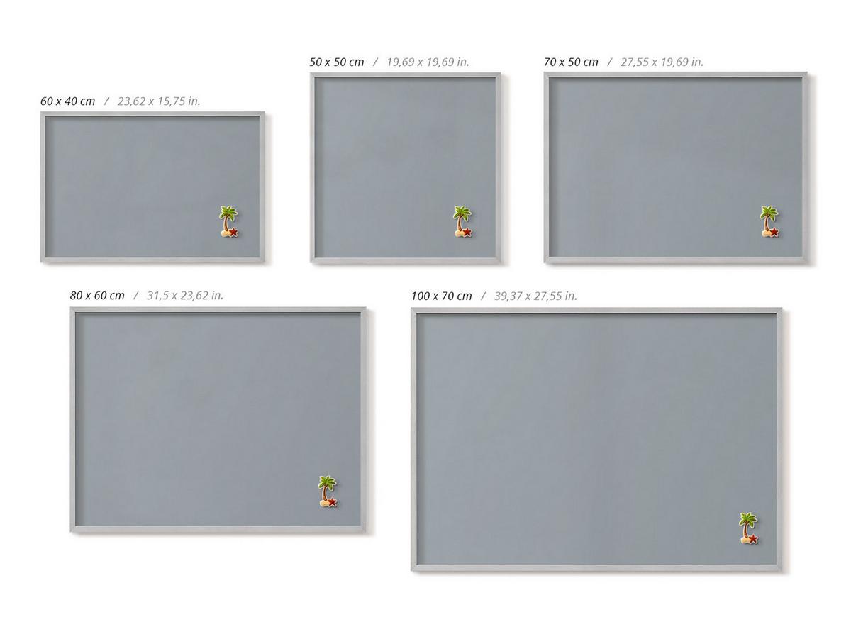 MAGNETTAFEL 80x60 cm Silberner Rahmen Grau - Edelstahlfarben, Metall (80/60/0.4cm) - TULUP