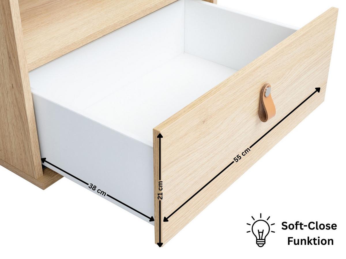 STANDREGAL Roofy Soft-Close 7 Fächer Salbei Nagano Oak - Salbeigrün/Eichefarben, Holzwerkstoff/Kunststoff (56/200/42cm) - arthur berndt