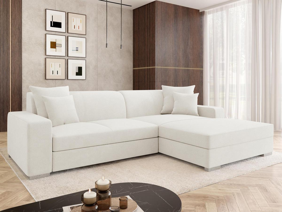 ECKSOFA Mexico, Seite: Rechts - Chromfarben/Creme, Holz/Kunststoff (263/178cm) - MIRJAN24