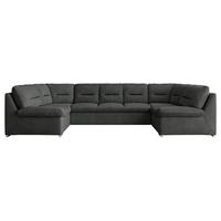 WOHNLANDSCHAFT MORBIDO U Dunkelgrau Struktur - Dunkelgrau/Silberfarben, Textil/Metall (340/93/206cm) - MKS