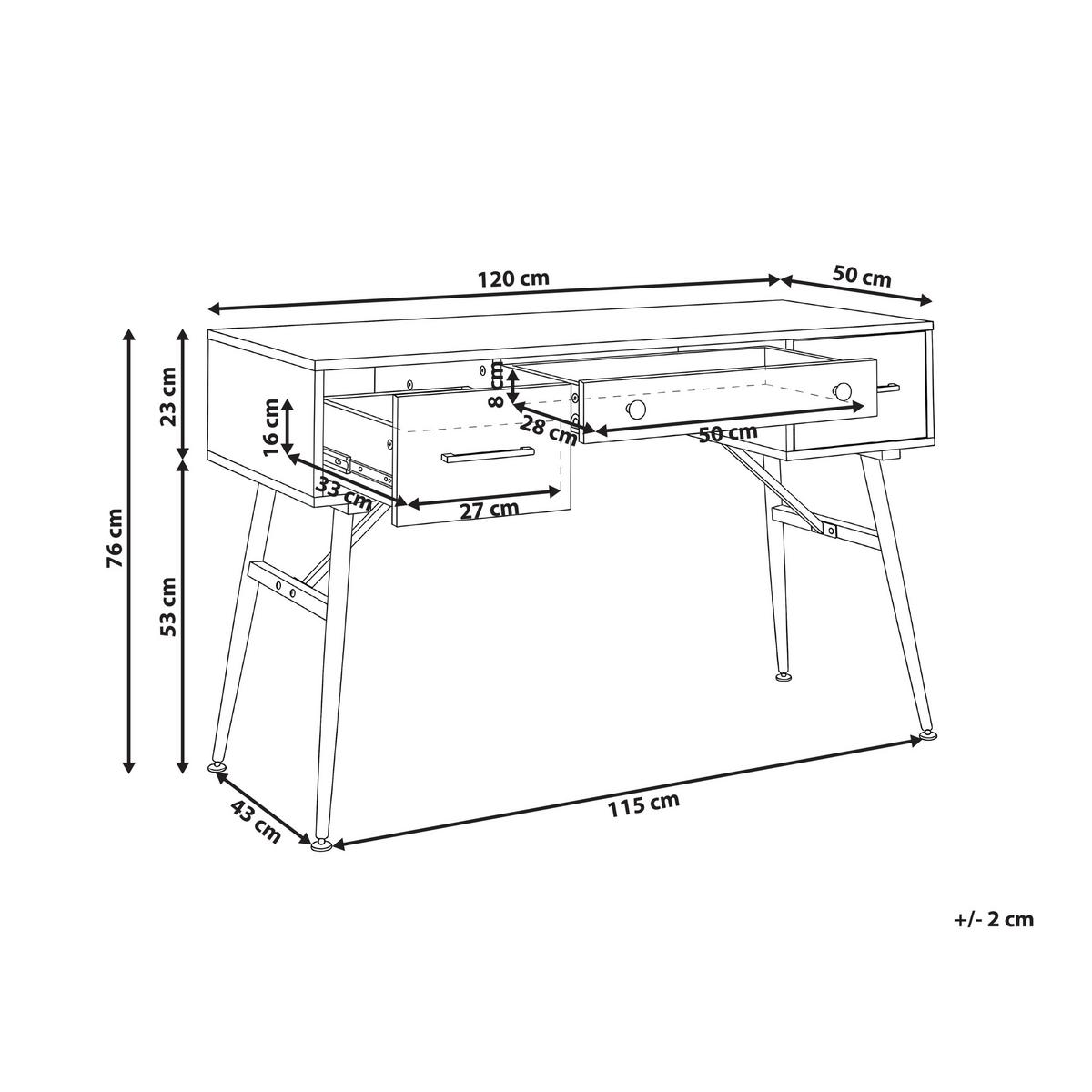 SCHREIBTISCH Weiß 120/50 cm Marfla - Weiß, Holzwerkstoff (50/120/76cm) - Beliani