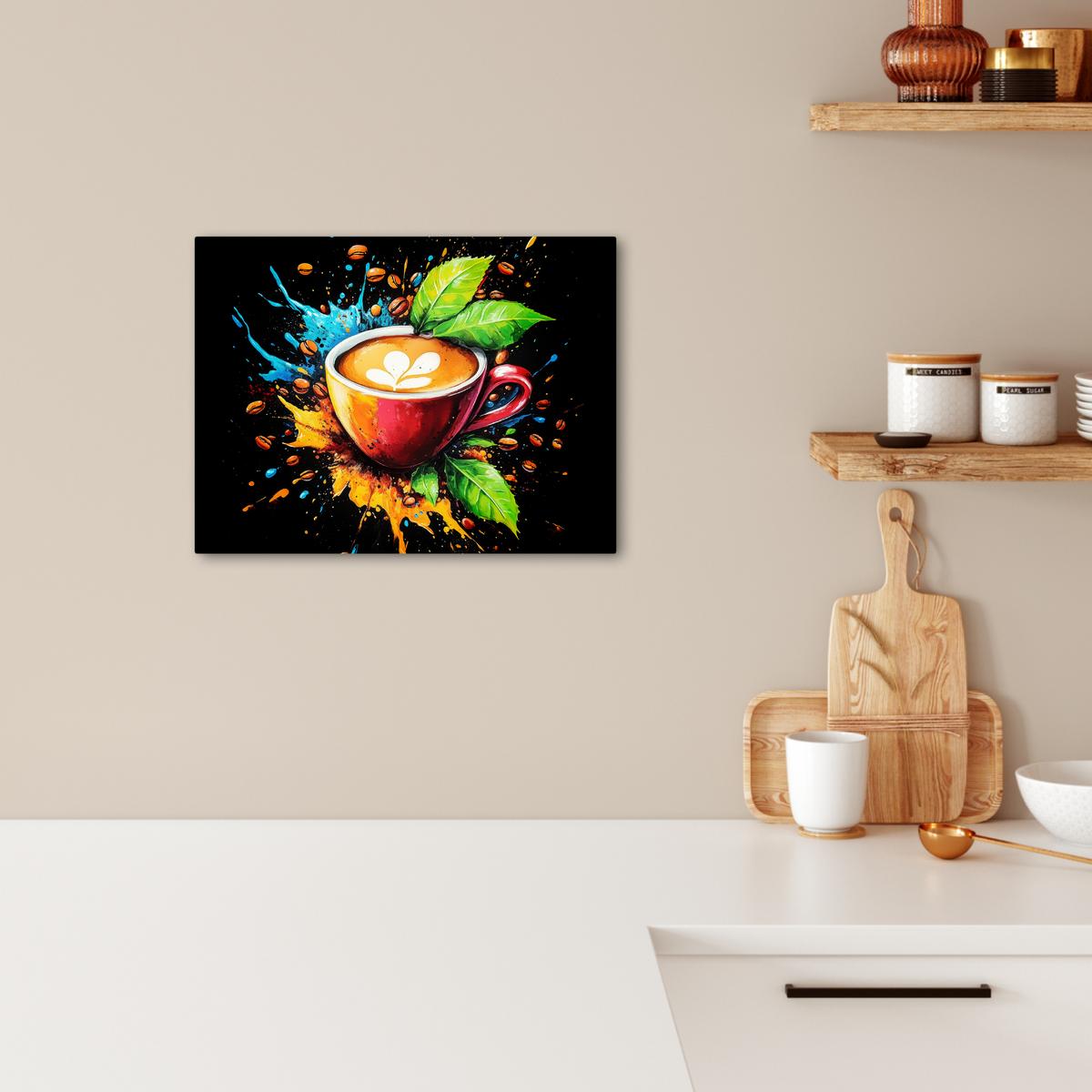 LEINWANDBILD Kaffee - Graffiti - Trinken - Abstrakt Wandbild 40x30 cm - Mokka, Textil (40/30cm) - MuchoWow