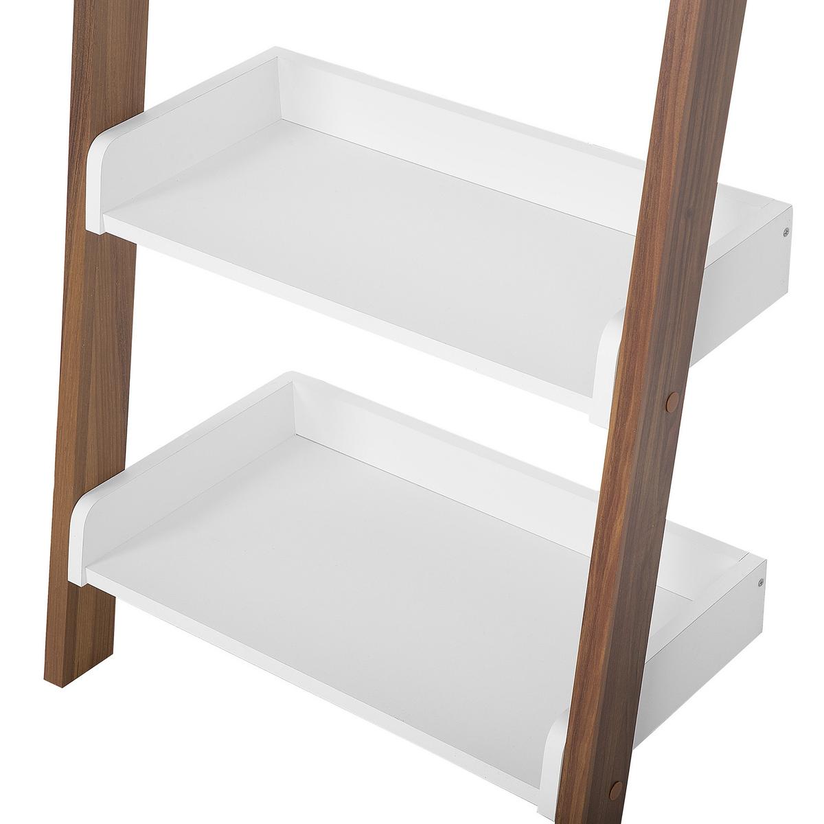 BÜCHERREGAL 5 Fächer Dunkler Holzfarbton/Weiß Mobile Trio - Weiß, Holzwerkstoff (65/164/32cm) - Beliani