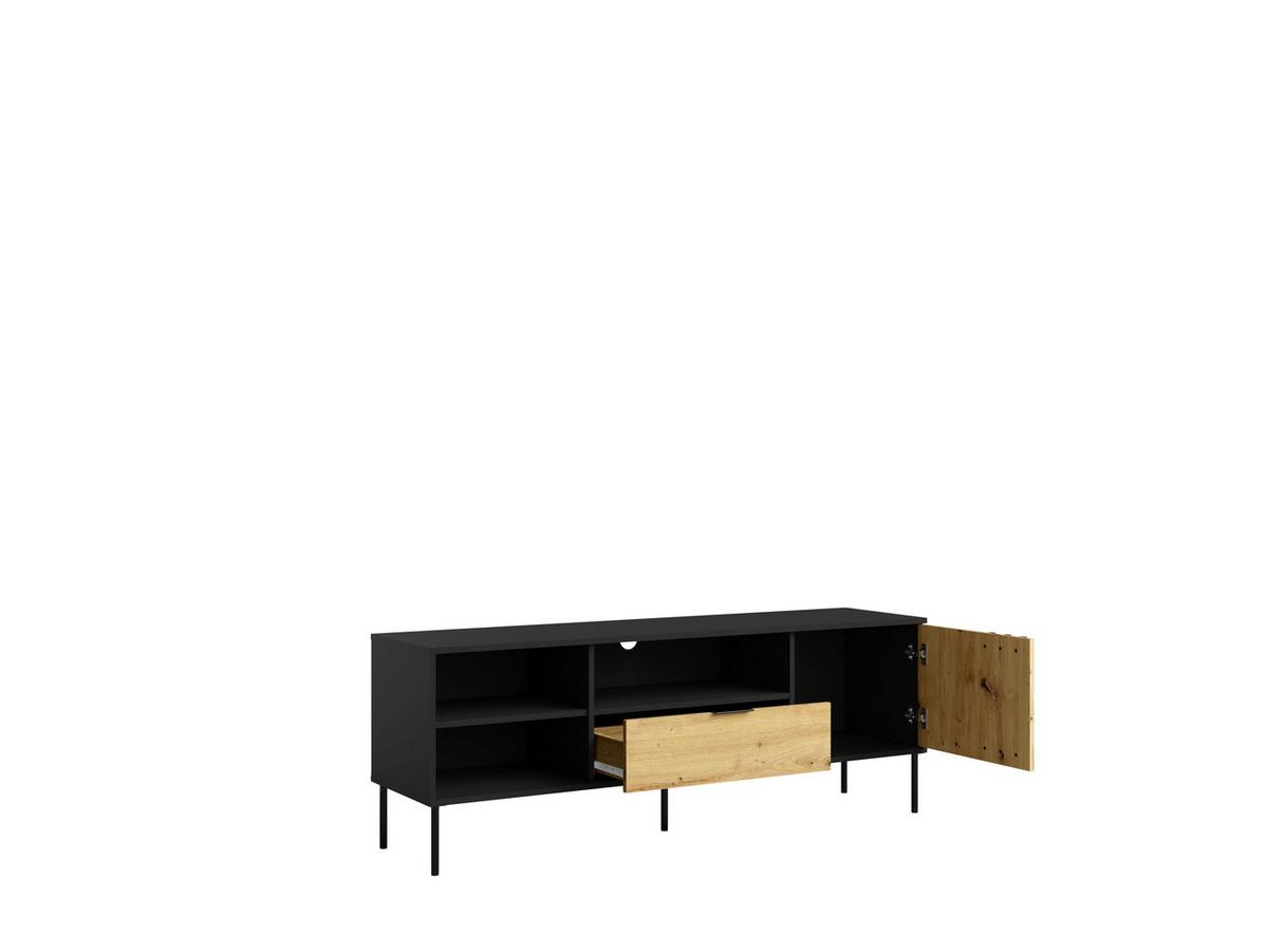 TV-SCHRÄNK Schwarz, Eiche Artisan 160/58/40 - Schwarz/Eiche Artisan, Holzwerkstoff (160/58/40cm) - RAUMHIRSCH FURNITURE