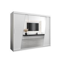 SCHWEBETÜRENSCHRANK 200/250/62 3-türig - Silberfarben/Weiß, Holz/Kunststoff (250/200/62cm) - MÖBEL KRYSPOL