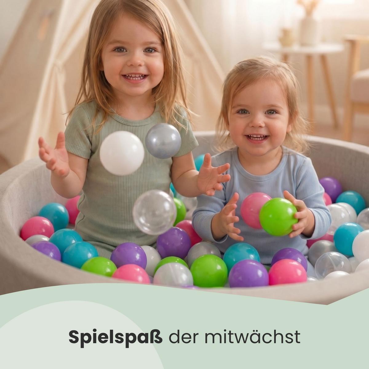 BÄLLEBAD-BÄLLE 350 Stück, Pink/Lila/Türkis/Grün/Grau/Weiß/Transparent, 5.5 cm - Multicolor, Kunststoff (5.5/5.5/5.5cm) - Littletom