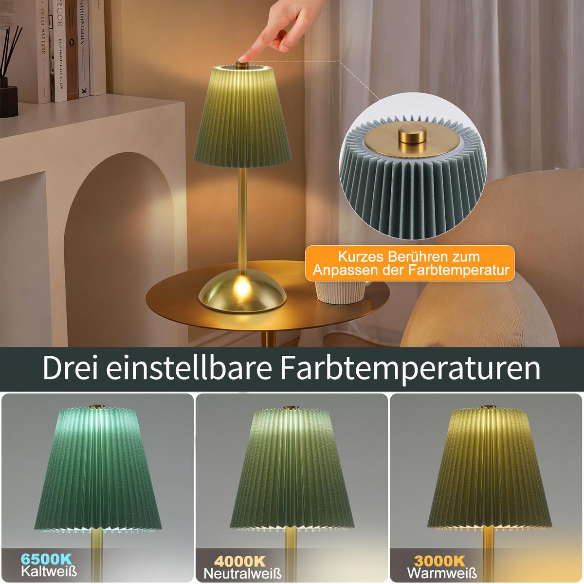 LED-TISCHLEUCHTE BRUCHSAL Ⅲ 12/12/30 cm(2er-set) - Grün, Metall (12/12/30cm) - Nettlife