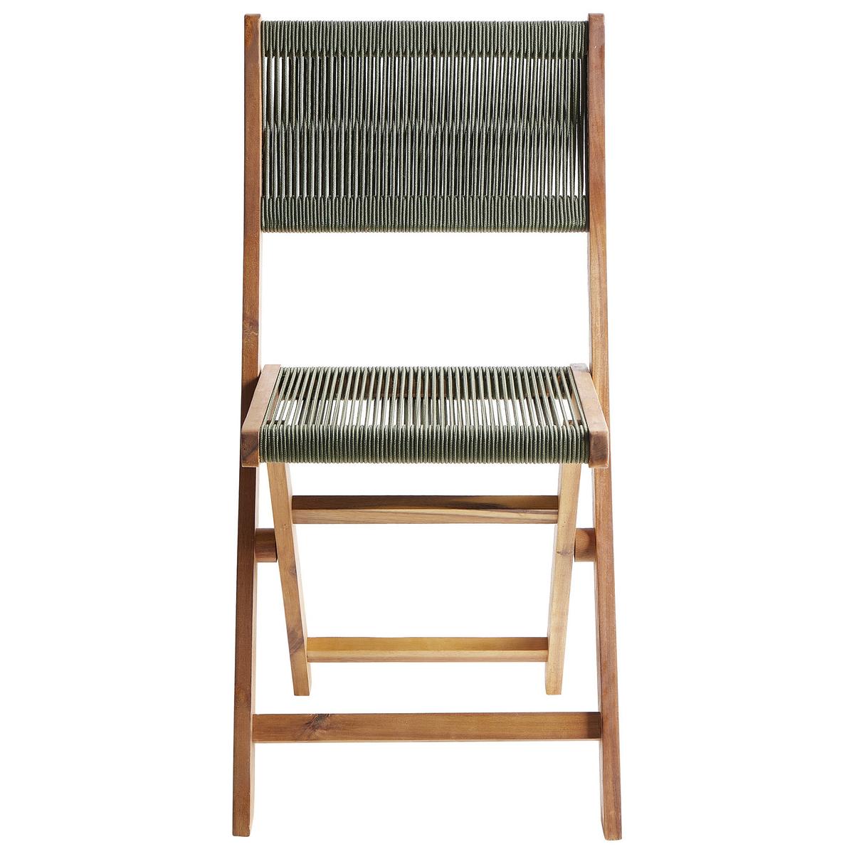GARTENSTUHL 2er Set Grün Prossedi - Hellbraun/Grün, Holz (42/84/50cm) - Beliani