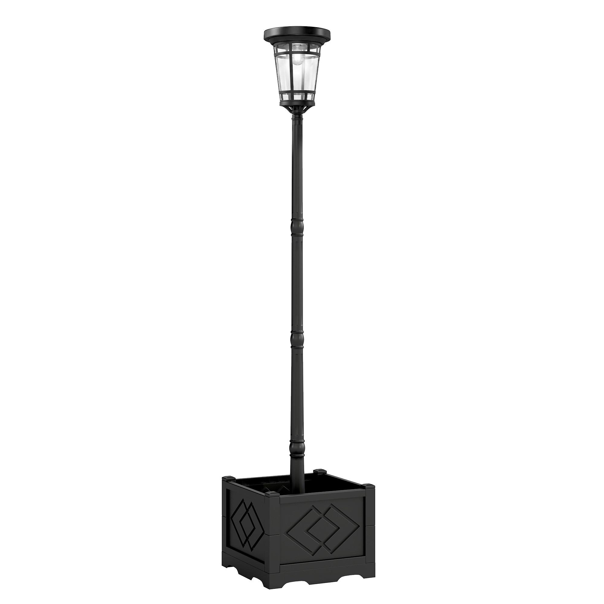 SOLARLEUCHTE aus Kunststoff Schwarz - Schwarz, Kunststoff (41.5/41.5/195cm) - Outsunny