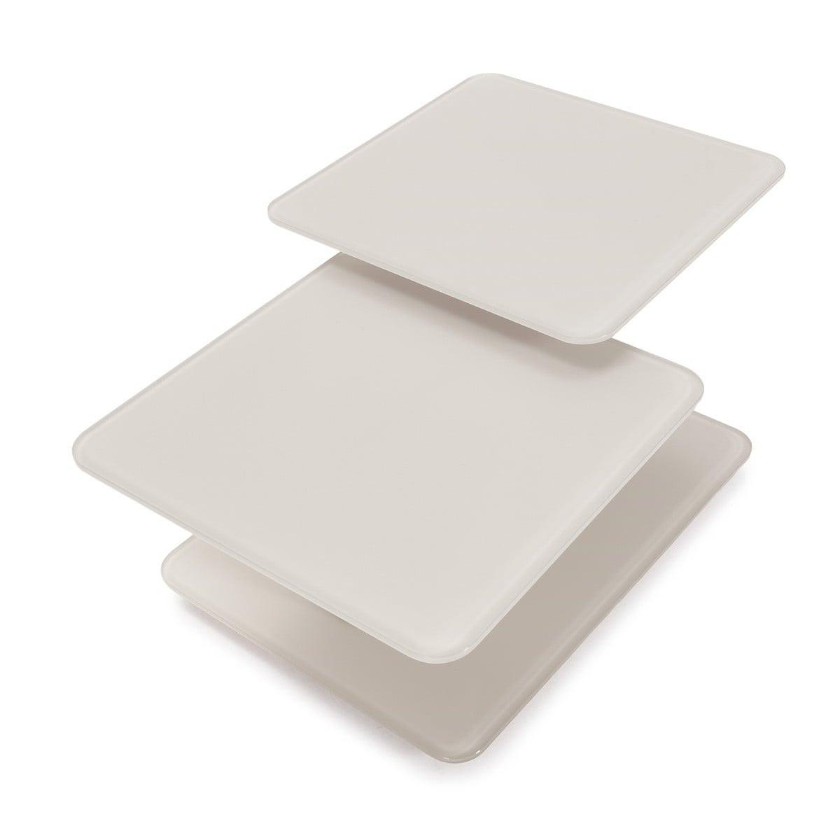 COUCHTISCH mit quadratischen Glasplatten 54/42,8/114,6 cm - Beige, Glas (66.5/54/42.8cm) - Calicosy