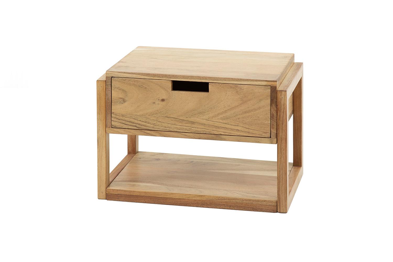 NACHTTISCH HOLYA Holz Akazie - Zwetschgeholzfarben, Holz (39/27/25cm) - KAWOLA