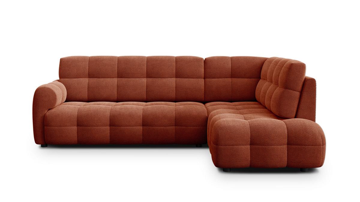 ECKSOFA MELLOW 5-Sitzer, dunkelorange - Dunkelorange/Schwarz, Holz/Textil (283/191cm) - Wozimo