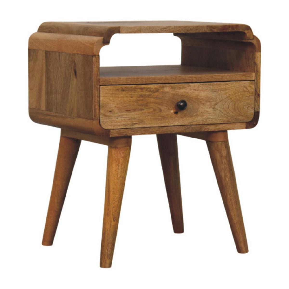 NACHTKASTEN Newton Eichenoptik, 1 Schublade und Offenes Regal, Beige - Beige/Messingfarben, Holz/Metall (45/55/35cm) - Artisan Furniture