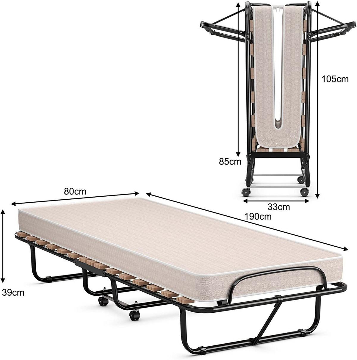 GASTEBETT Beige - Beige, Metall - COSTWAY