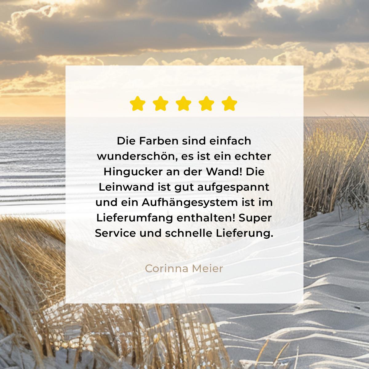 LEINWANDBILD Ausblick - Strand - Dünen - Meer - Natur Deko Groß 90x90 cm - Sandfarben, Textil (90/90cm) - MuchoWow
