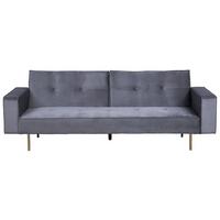 3-SITZER-SCHLAFSOFA Samtstoff Grau Visnes - Grau, Textil (218/80/81cm) - Beliani