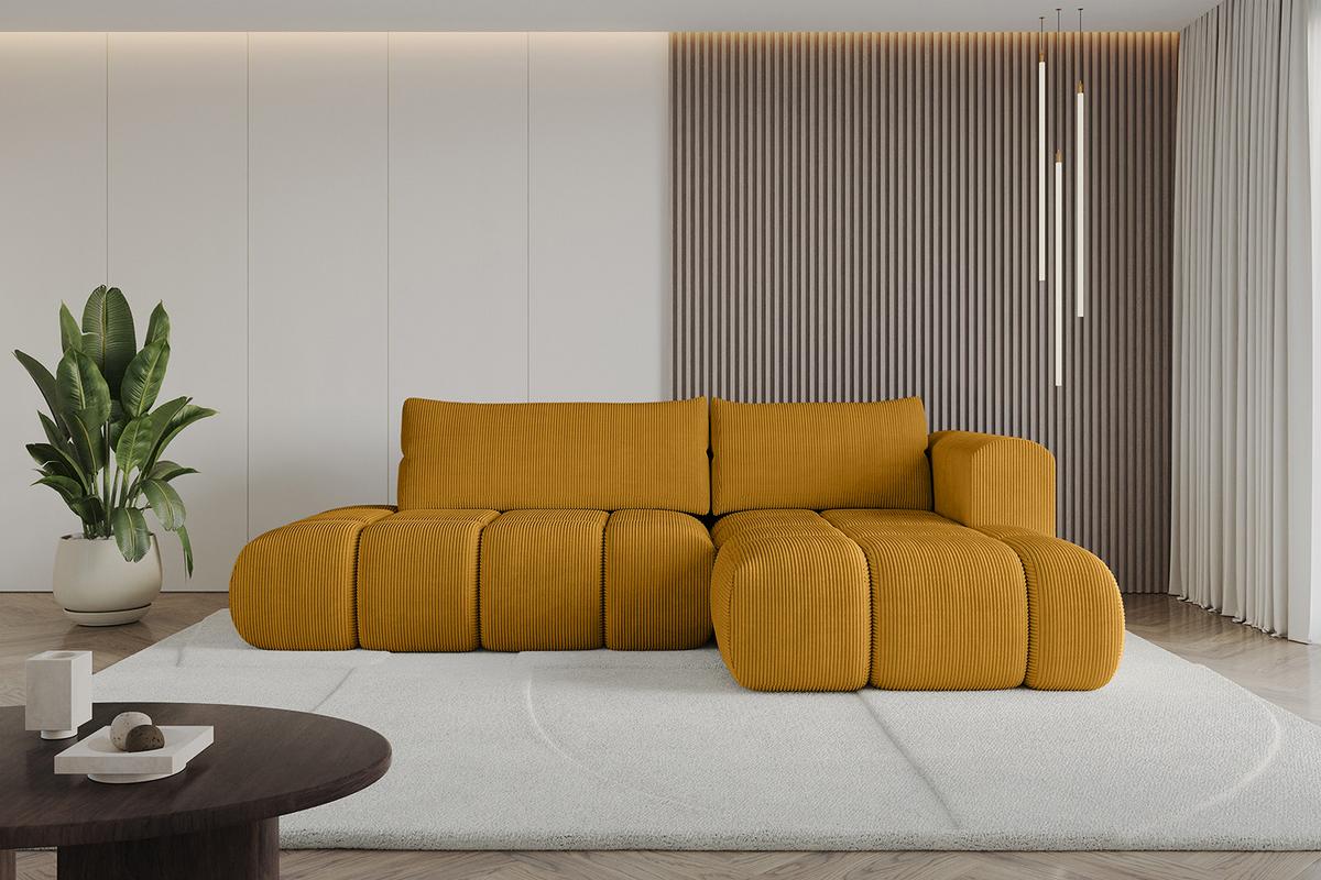 ECKSOFA Ottomane Rechts CLOUD-L 280x185x90 Senfgelb Cord - Currygelb, Holzwerkstoff/Kunststoff (185/280cm) - ALTDECOR