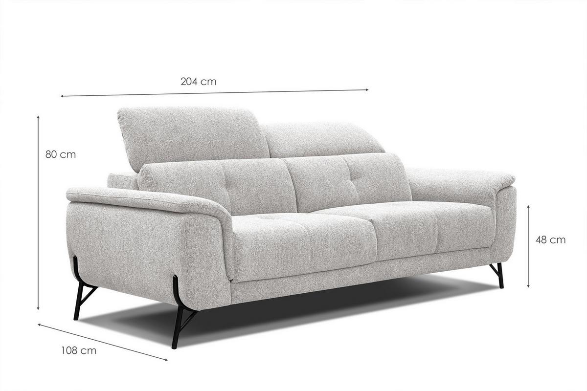 SOFA AVENA 3-Sitzer, hellgrau - Hellgrau, Holzwerkstoff/Textil (204/80/108cm) - Wozimo