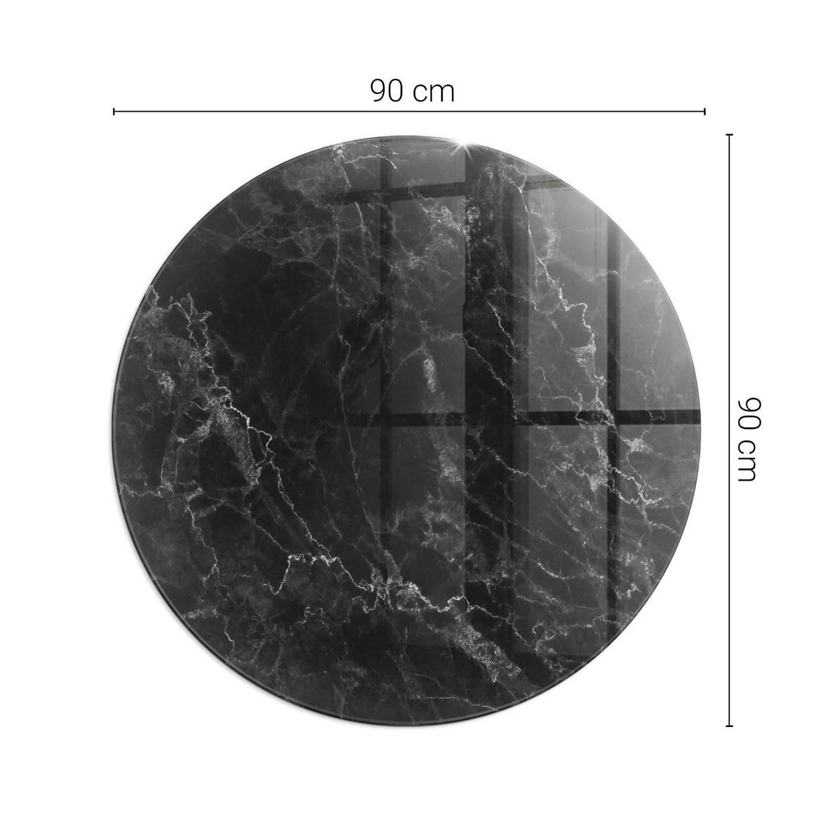 GLASPLATTE für Kamin Ø 90 cm - Schwarz, Glas (90/90/0.4cm) - TULUP