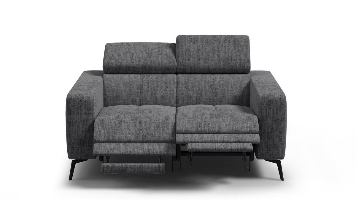 RELAXSOFA MORELLO 2-Sitzer, dunkelgrau, 2 x Relax Zero Gravity - Dunkelgrau, Holz/Textil (164/82/103cm) - Wozimo