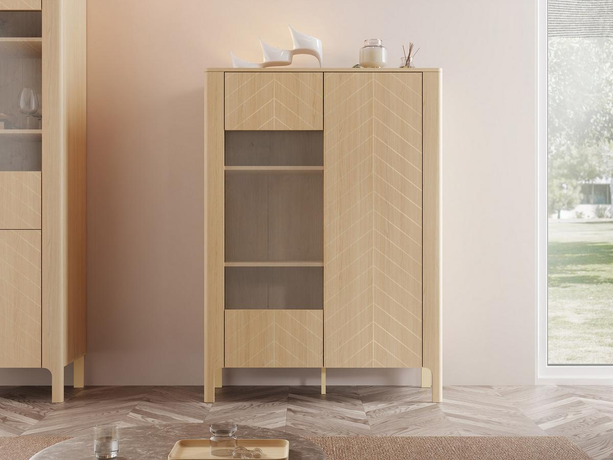 VITRINE Malumi MM03 2D - Eichefarben/Naturfarben, Holzwerkstoff/Metall (103/146/41cm) - MIRJAN24