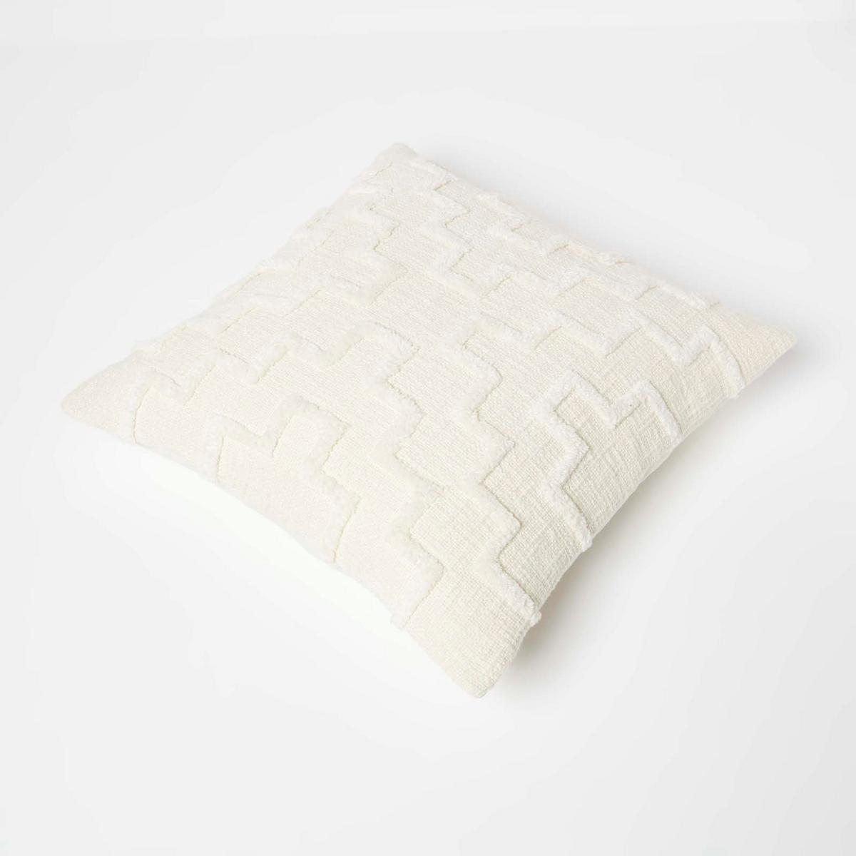 DEKOKISSEN Tufted creme 45/45 cm geometrisch - Creme, Textil (45/45cm) - Homescapes