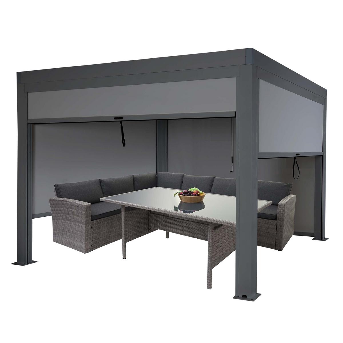 PERGOLA MIT SEITENWAND Anthrazit - Anthrazit, Metall (300/220/300cm) - MCW