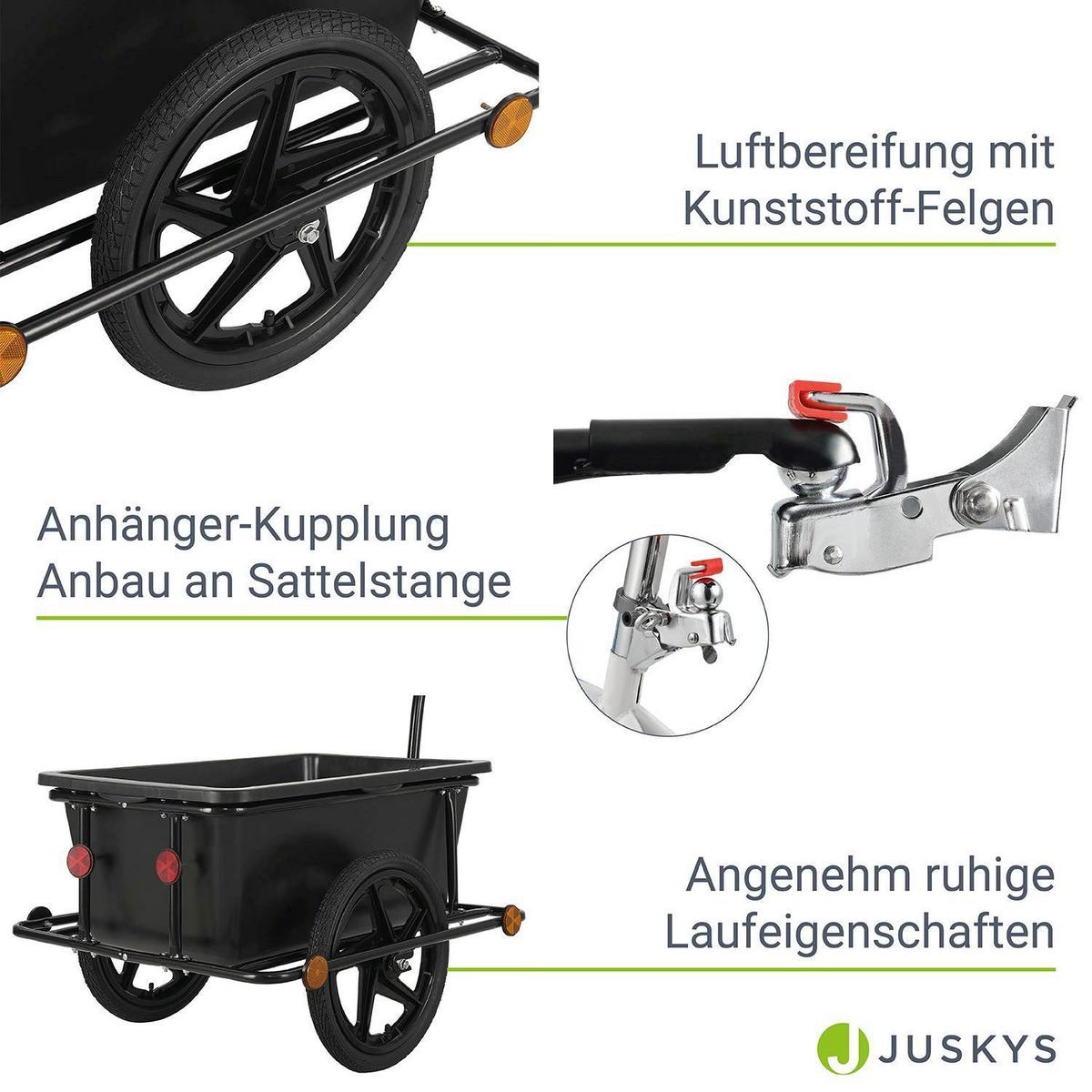 FAHRRADANHÄNGER 90 Liter - Schwarz, Kunststoff (66/94/166cm) - Juskys