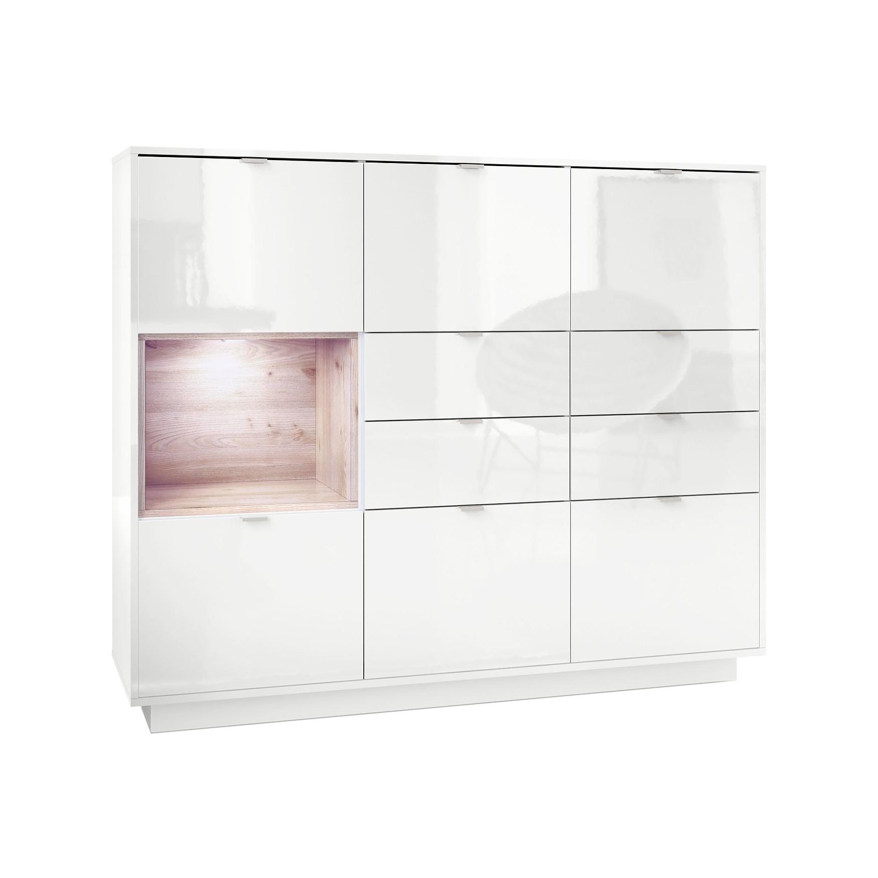 HIGHBOARD Metro Einsatz in Eiche Nordic - Silbereichenfarben, Holzwerkstoff (153/123/37cm) - Vladon